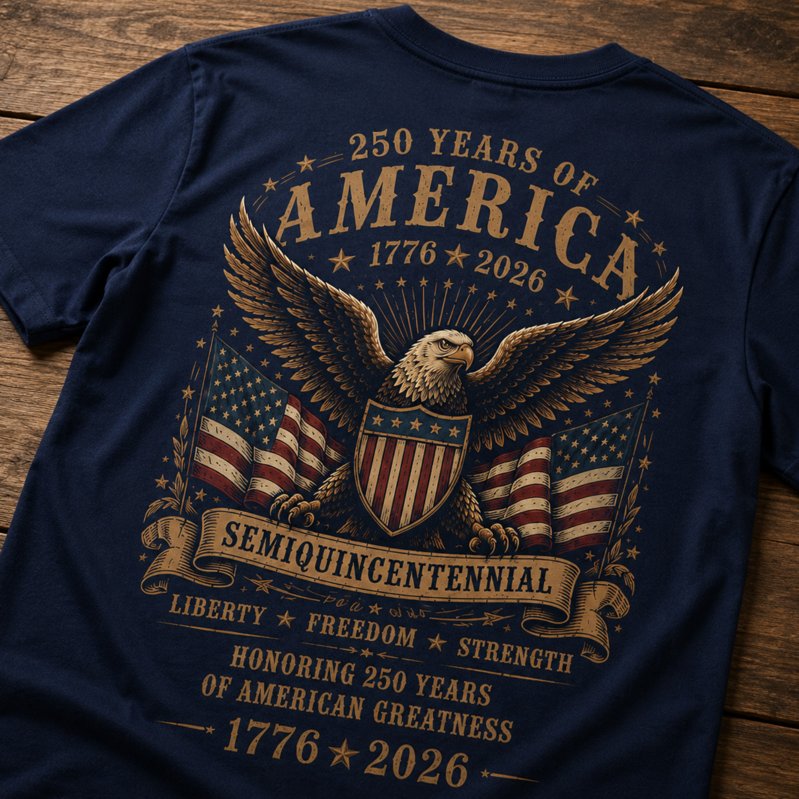 America 250th Anniversary Shirt 1776 2026 Patriotic Eagle Flag 4th July (S-5XL)