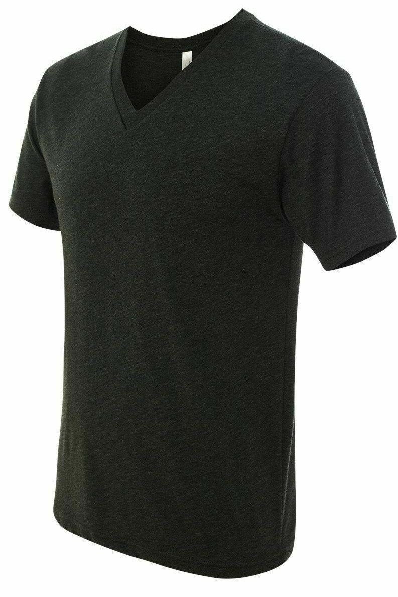 2 Pack Men’s T shirt -Next Level Tri-Blend V-neck tee shirt Vintage Black #6040