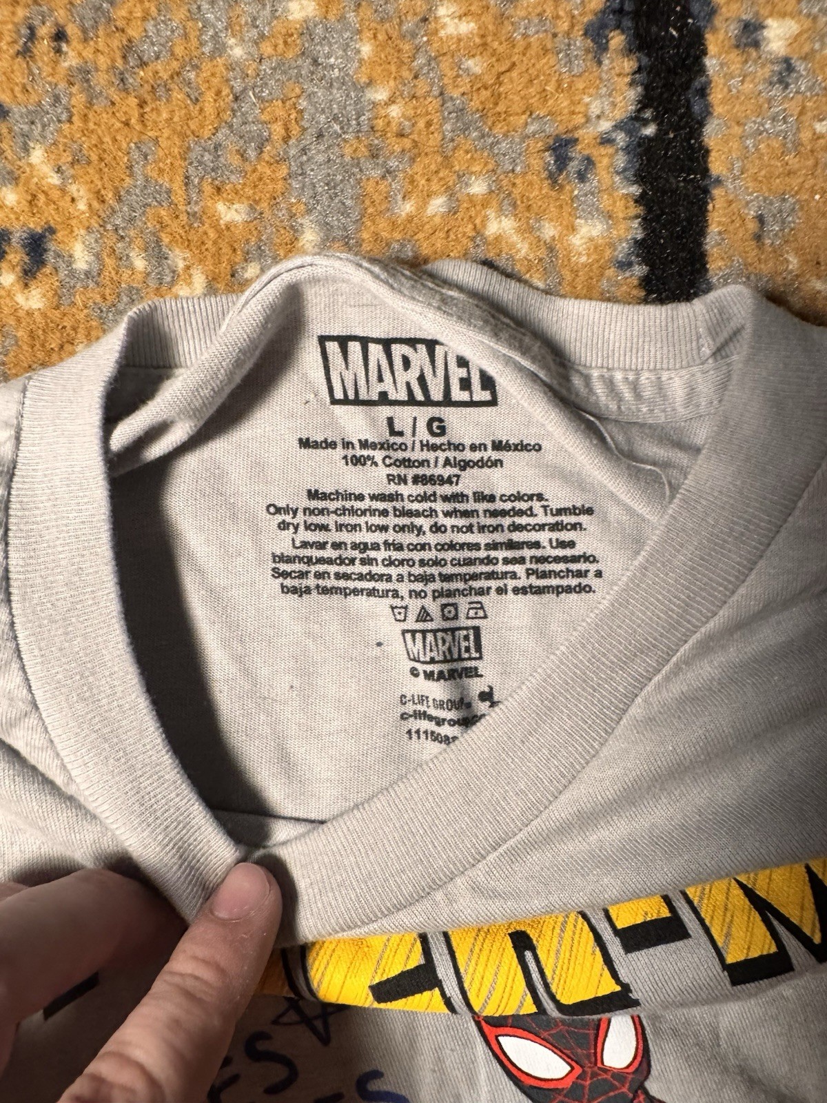 Marvel Men’s L Gray Miles Morales Spider-Man Graphic Cotton Knit Crew Neck Tee