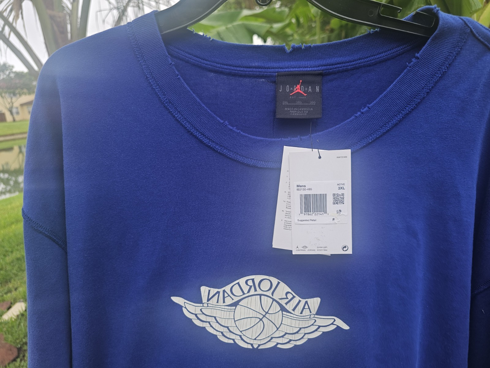 Men’s Size 3XL Nike Jordan Rare Air Distressed Shirt Deep Royal Blue IB3130-485