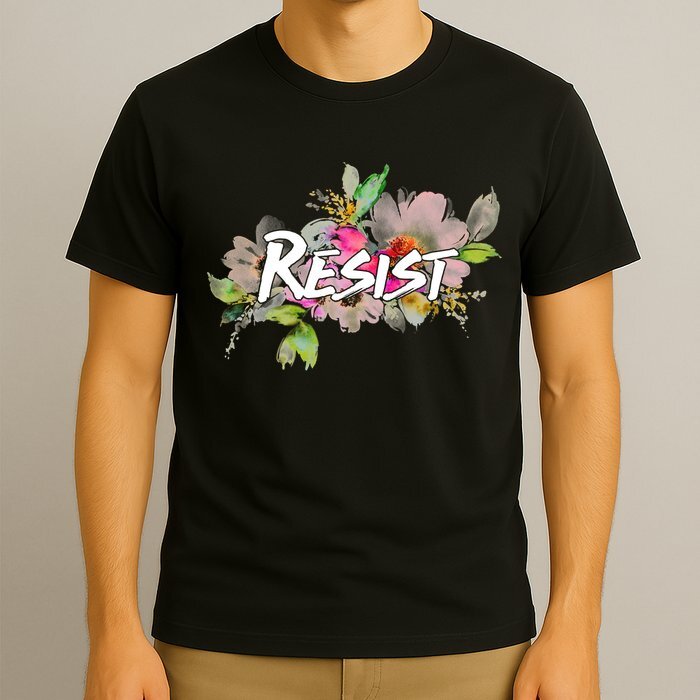 RESIST Flower Logo Floral Anti Trump Political Protest T-Shirt Unisex