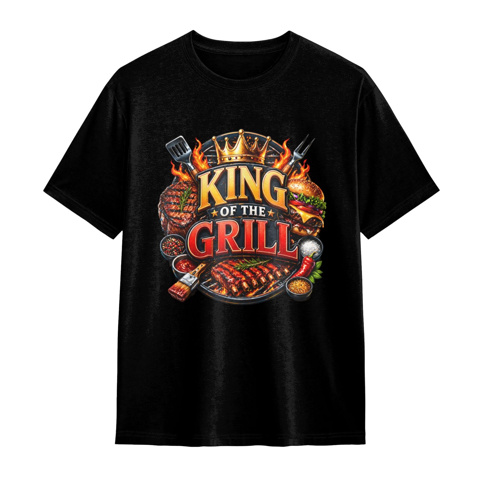 ‌King of the Grill T-Shirt BBQ Lover Gift Fun Father’s Day Apparel Men’s Shirt