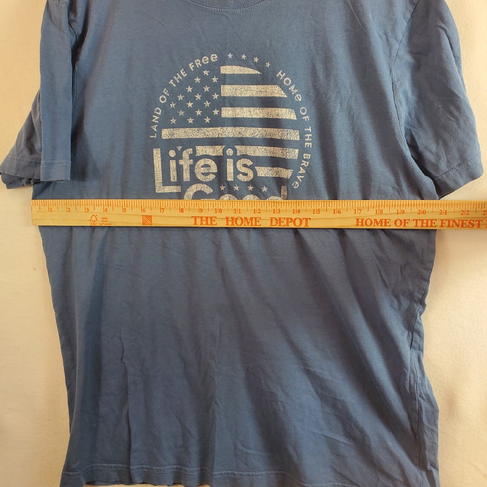 Life is Good Men’s tshirt Land of the Free Home of the Brave American Flag Shirt