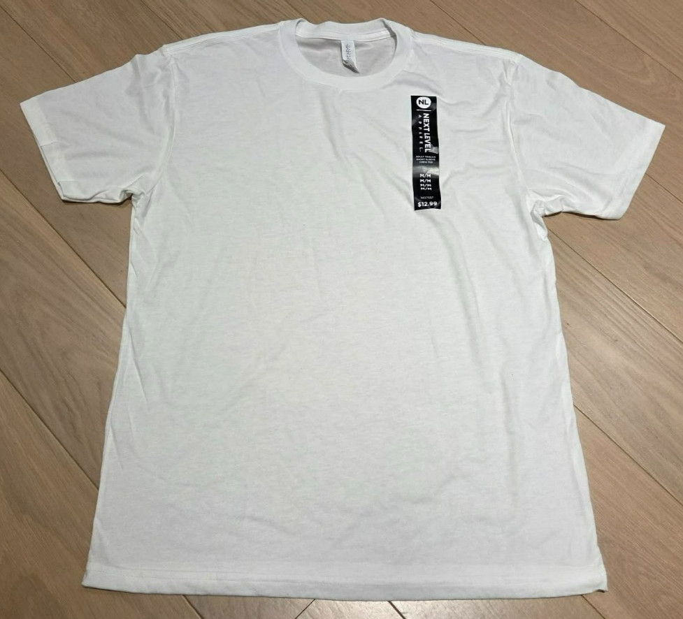 Next Level Apparel Adult Triblend Super Soft Plain Crew Tee – WHITE – MEDIUM