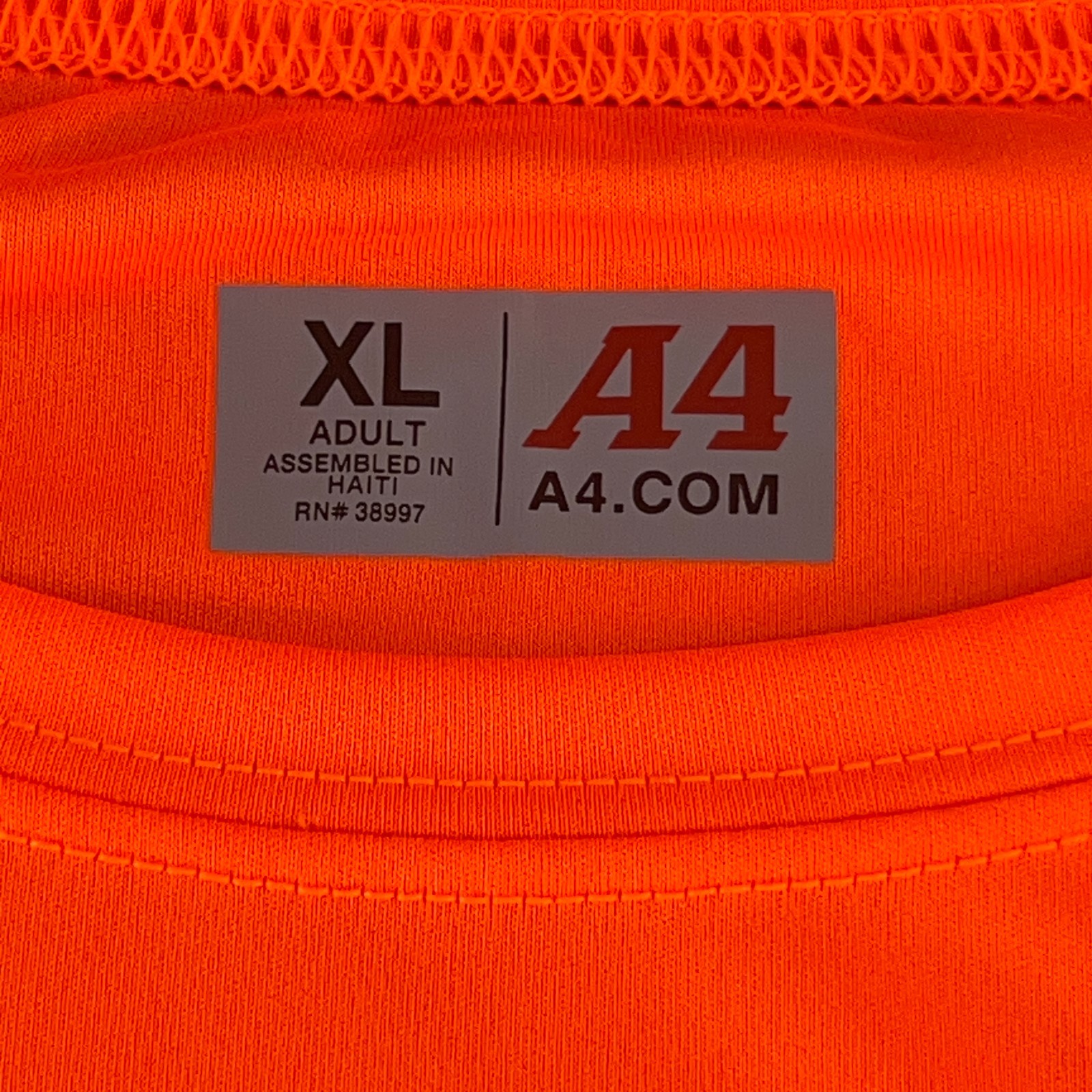 A4 Adult Size XL Bright Orange Long Sleeve Crew Neck Performance Tee New