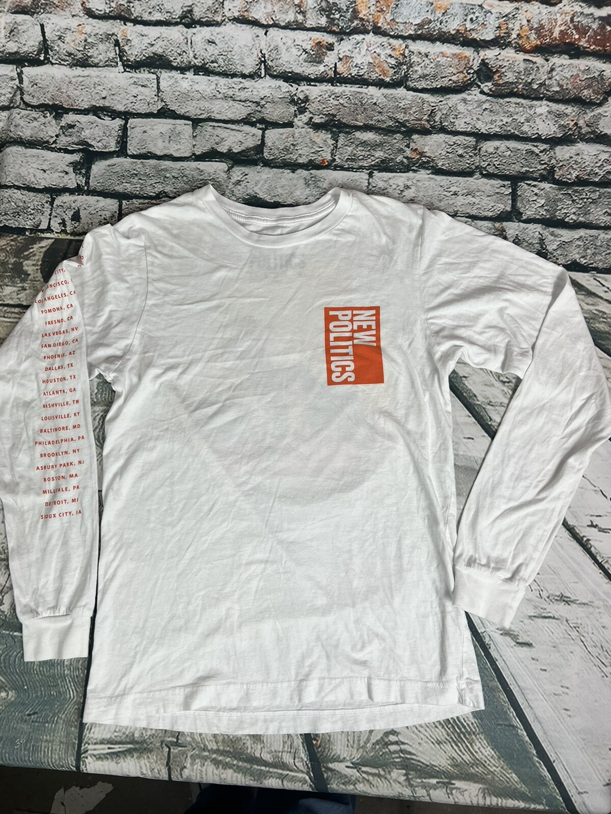 New Politics White Long Sleeve Tour Shirt Sz M