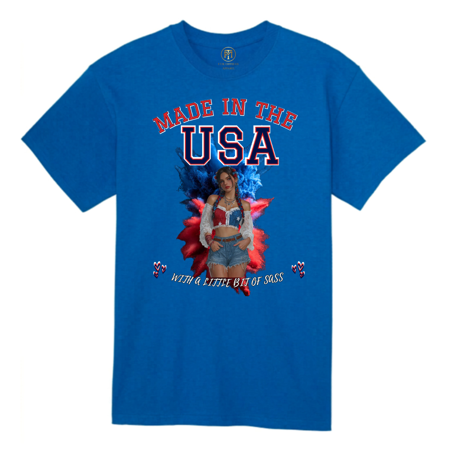 Made In The USA With A Little Bit Of Sass Patriotic Pin Up Shirt S-3XL