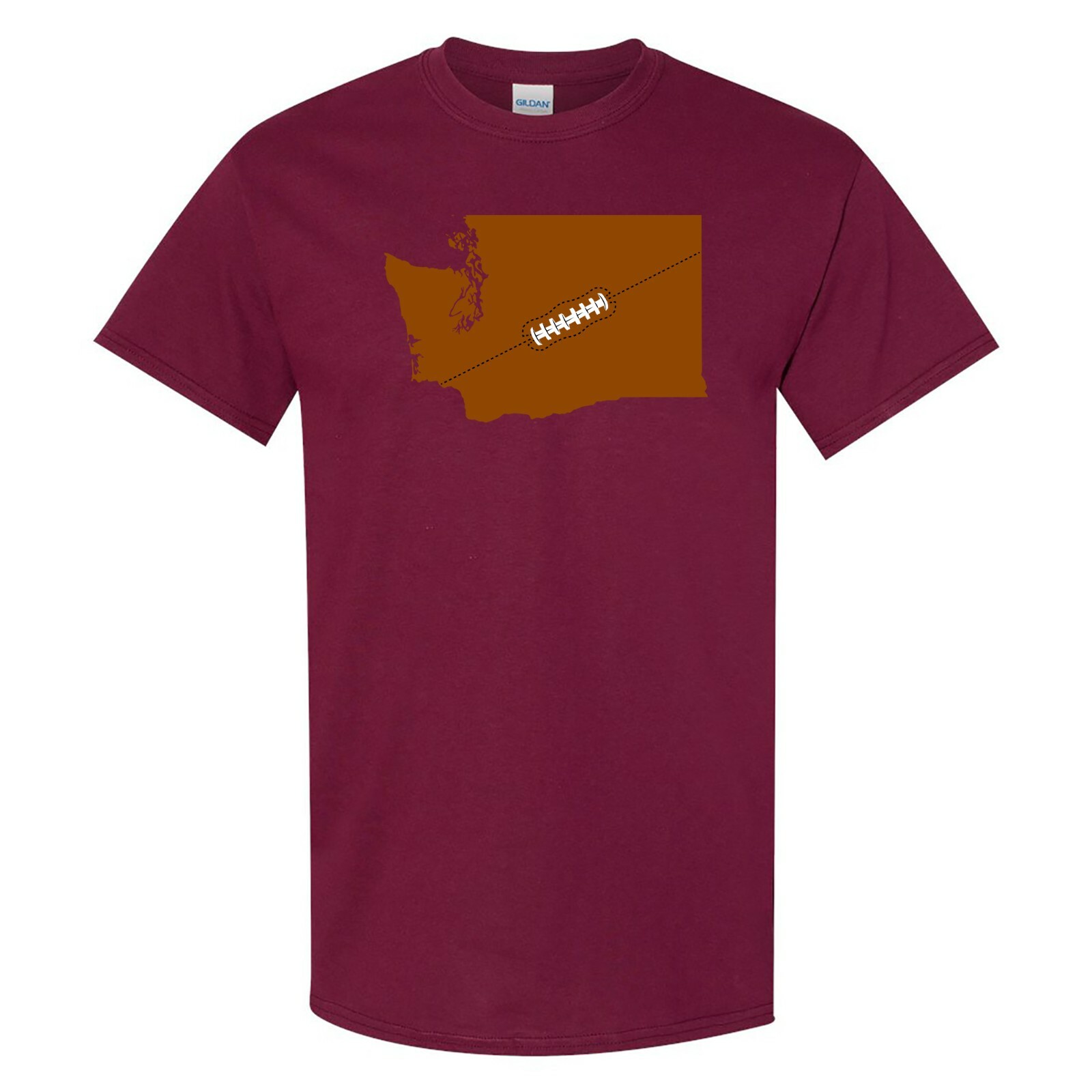 Washington Football State Shape – Hometown Pride T Shirt – Maroon