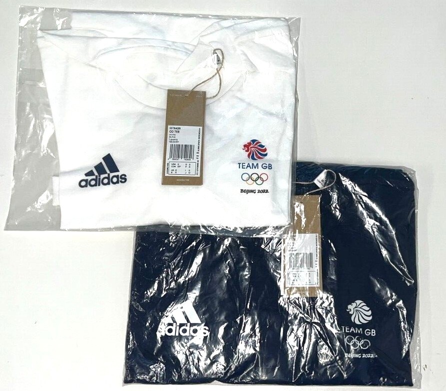 Adidas Training Shirt Team GB Olympic 100% Cotton White Blue XS S M L XL 2XL 3XL