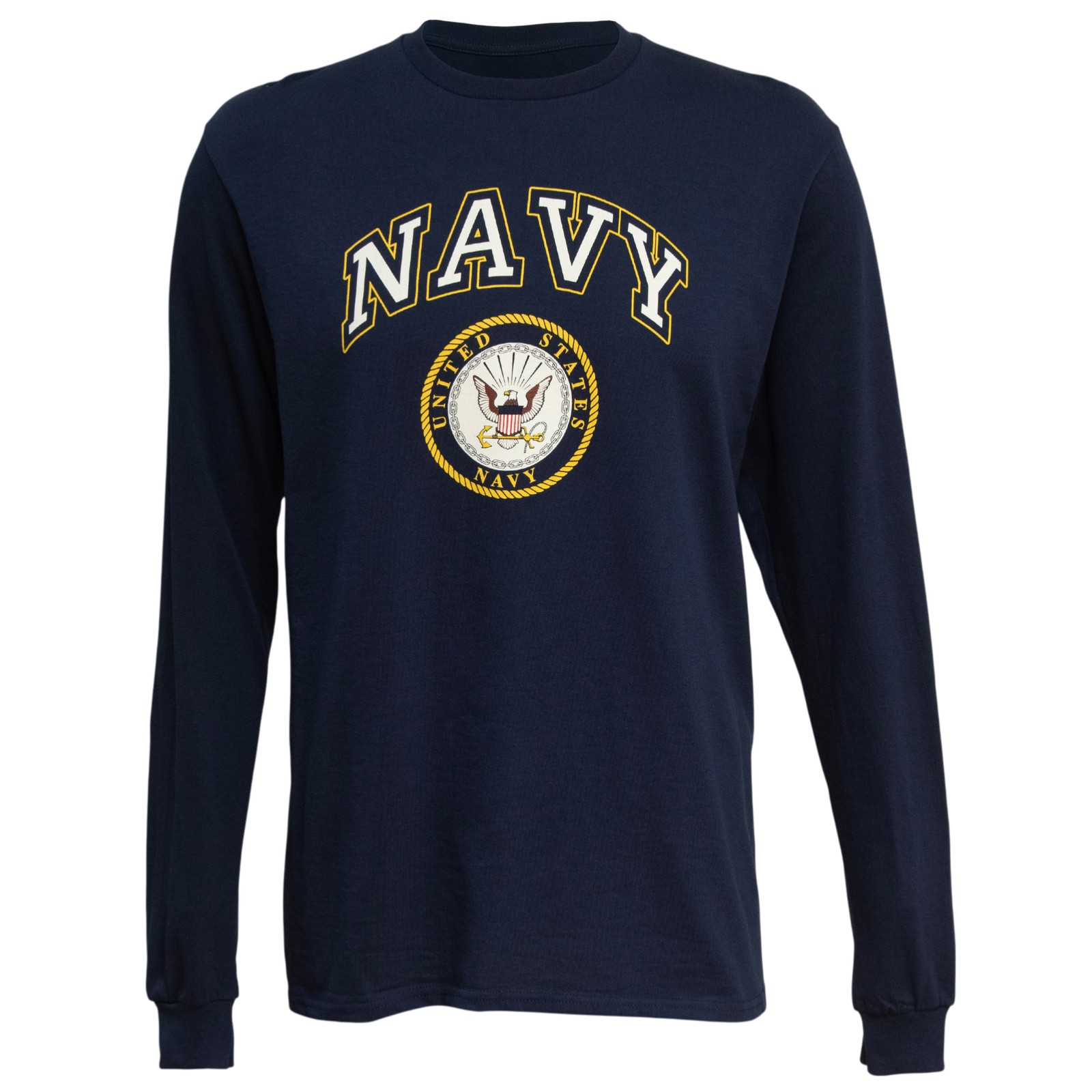 U.S. Navy Emblem Men’s Graphic Print Long Sleeve T-Shirt in Navy, XL