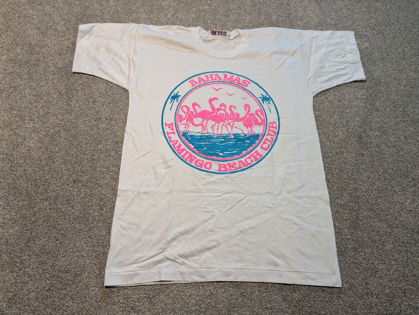 Vintage Bahamas Shirt Mens Large? Flamingo Beach Club 1970s 80s Double Bull
