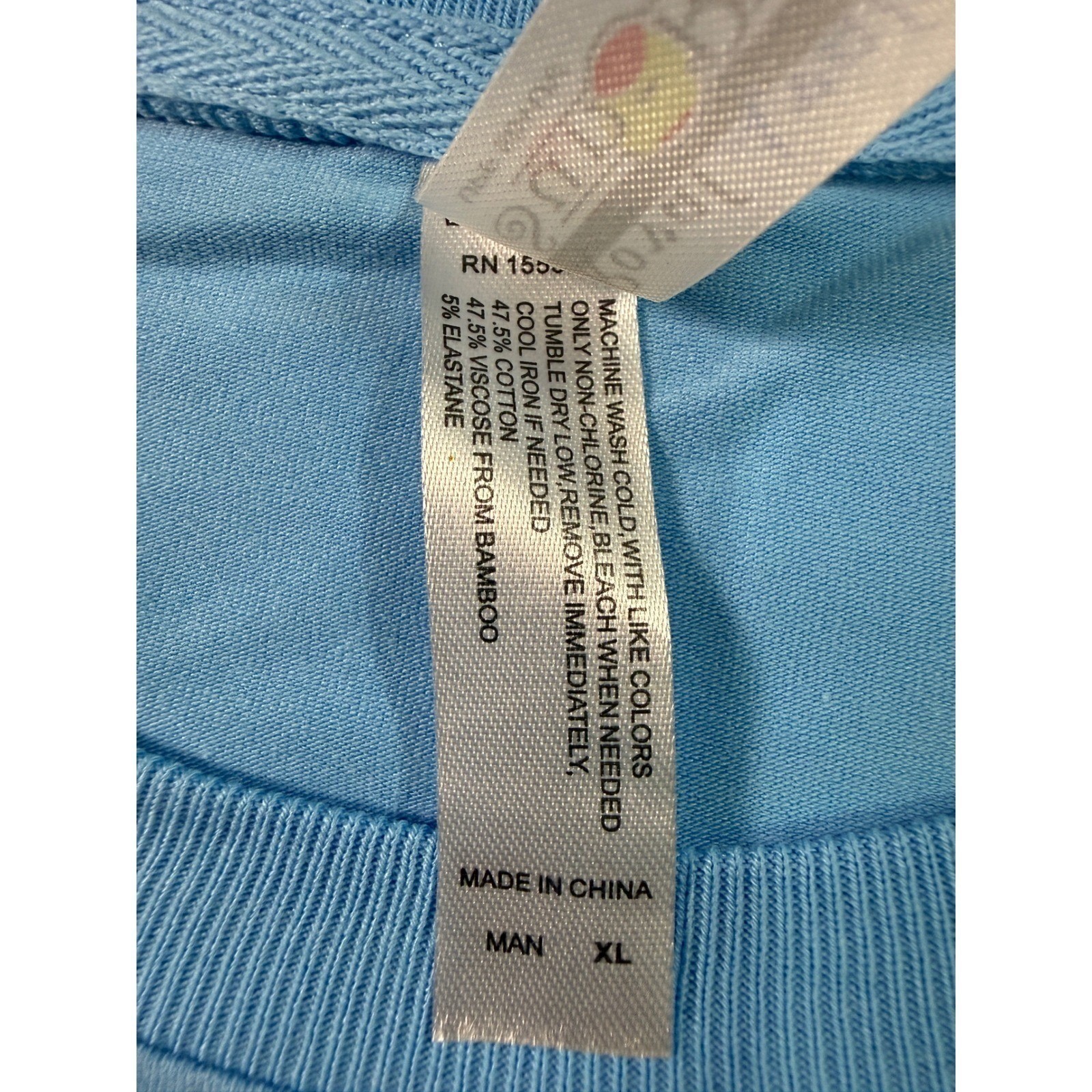 Royal Avalon Mens XL Bamboo Cotton UPF 50+ Sun Protection T-Shirt Sky Blue