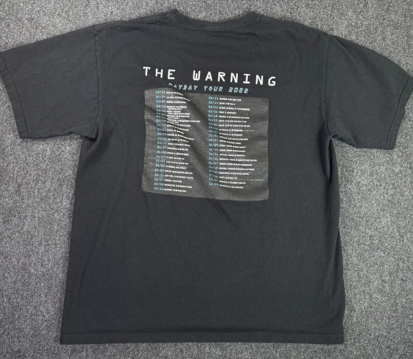 Official The Warning Mayday Tour 2022 Band Dates Mens L Black Concert T Shirt