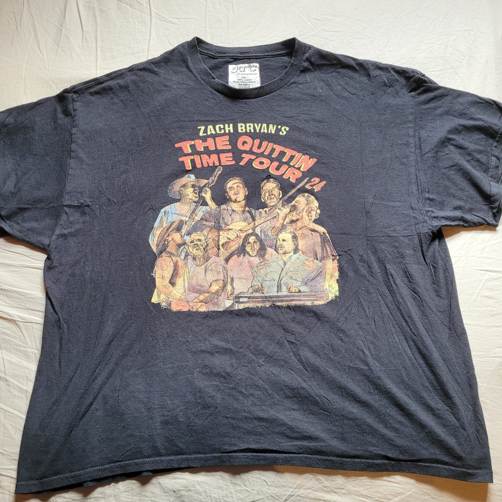 Zach Bryan’s “The Quittin Time Tour” 2024 Black T-Shirt Men’s (Size 2XL)