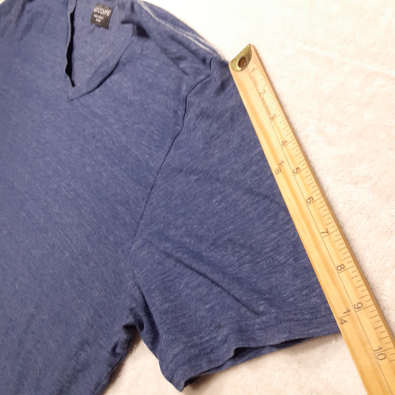 Goodlife Mens V-Neck T-Shirt Blue Heather 2XL Cotton Rayon Blend Short Sleeve