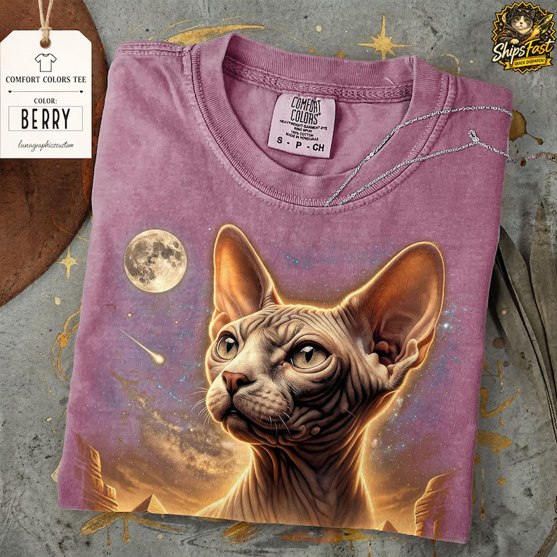 Sphynx Cat Moon Animal Graphic Comfort Tee