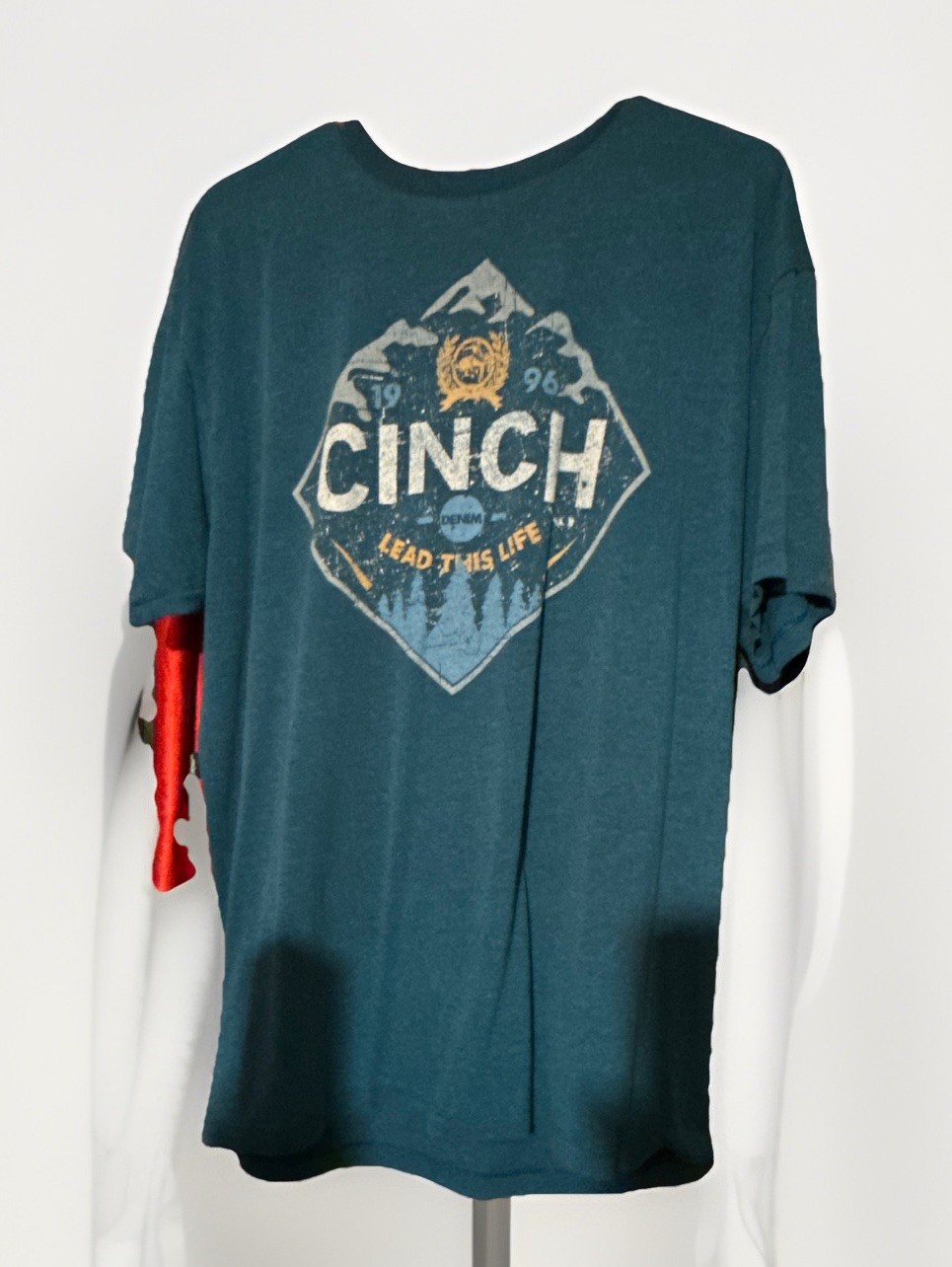Cinch Men’s Blue Graphic Logo T-Shirt XL Crew Neck Short Sleeve Cotton Blend