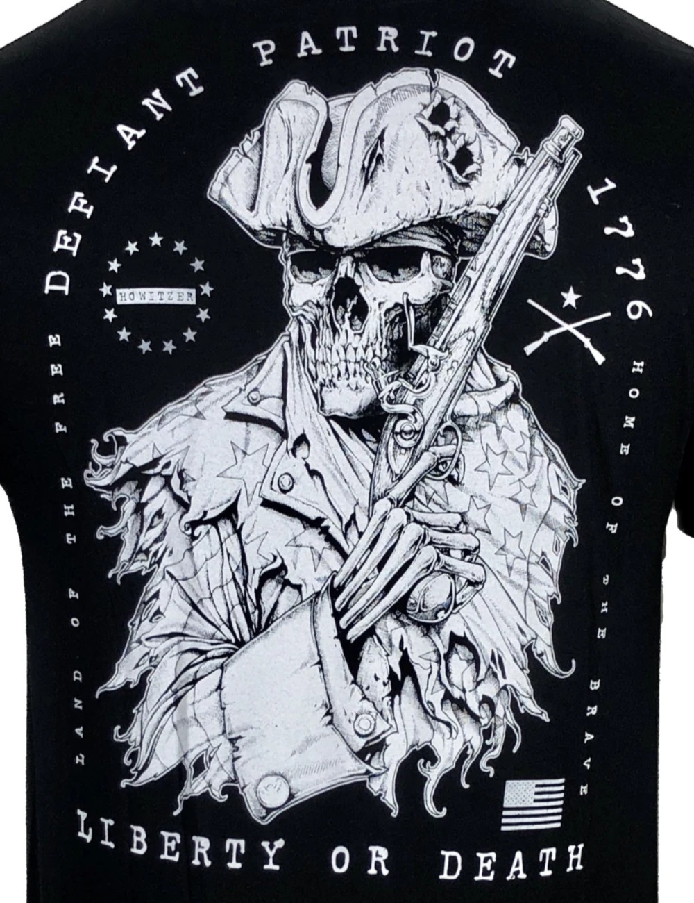 Howitzer Style Men’s T-Shirt DEFIANT PATRIOT Military Grunt Black S -5XL