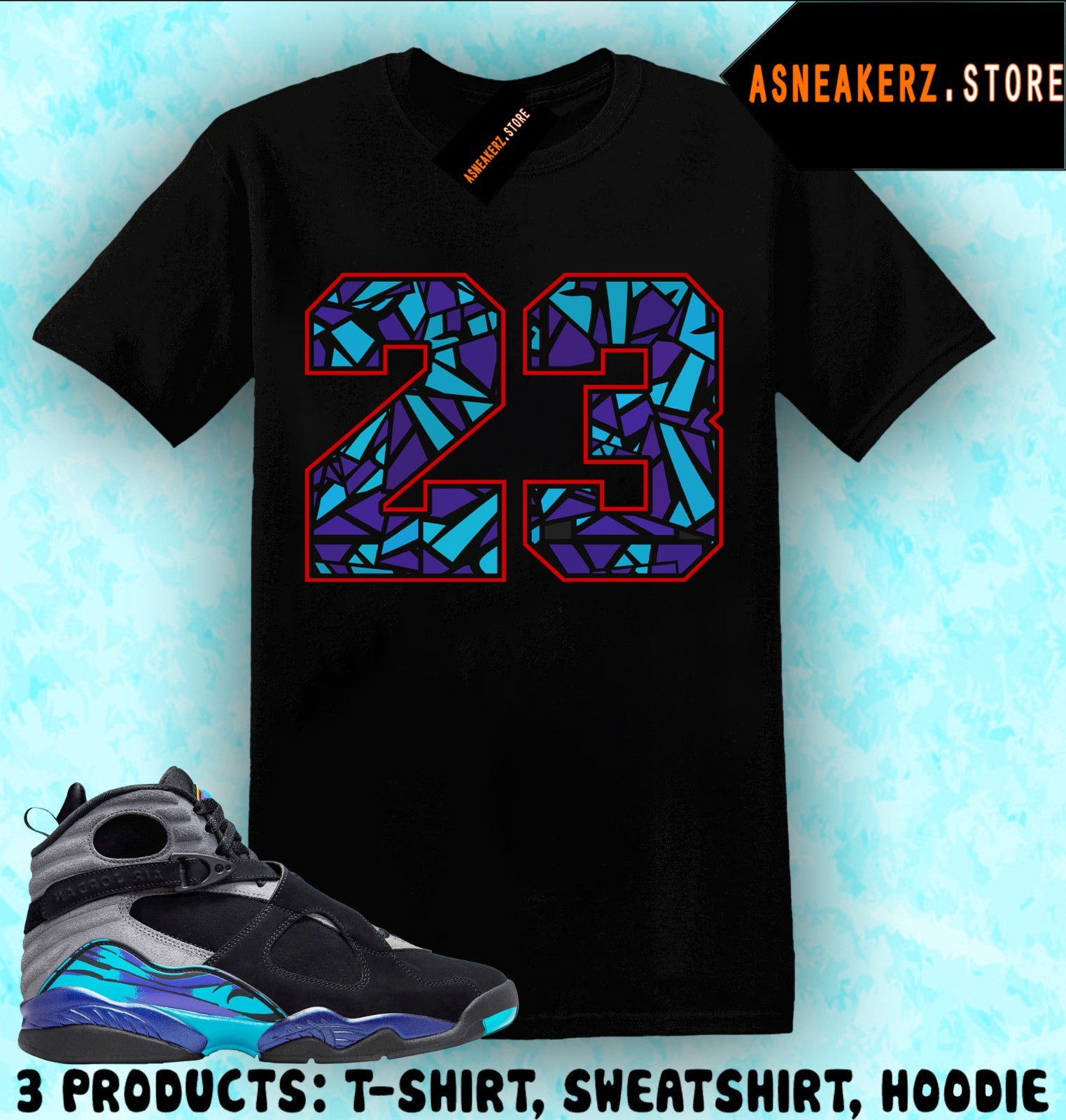 Tee Shirt Matching AJ 8 Aqua 2025 To Match Sneaker Retro Number 23 T-Shirt
