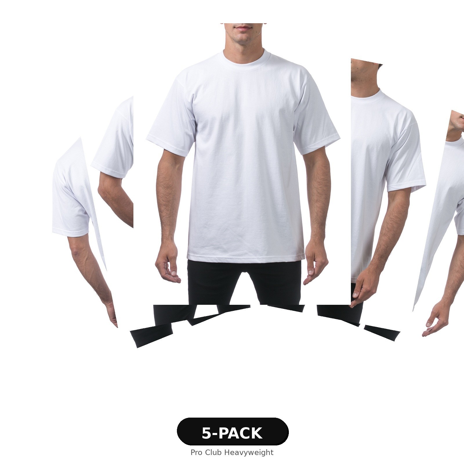5 Pack Pro Club Heavyweight T-Shirt Crew Neck Cotton Tee S M L XL2XL White Black