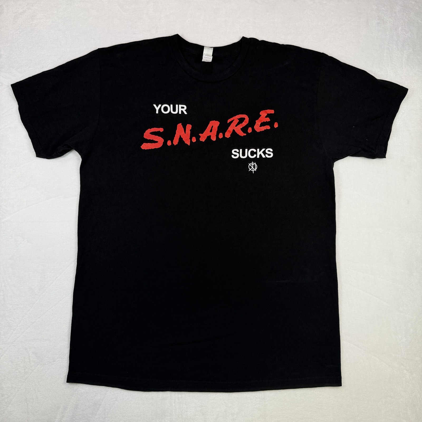 Your S.N.A.R.E.Sucks Graphic Shirt Size Large Black Short Sleeve Classic Comfort
