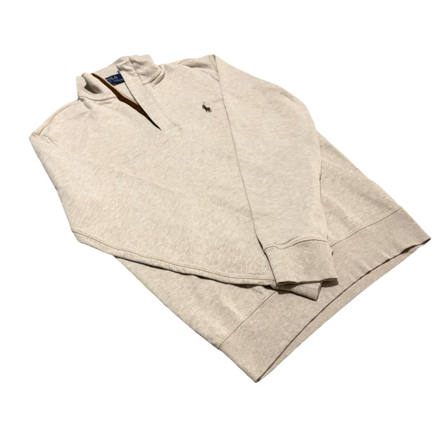 Polo Ralph Lauren Long Sleeve Pullover LSHZM16, Beige Brown Zipper XS