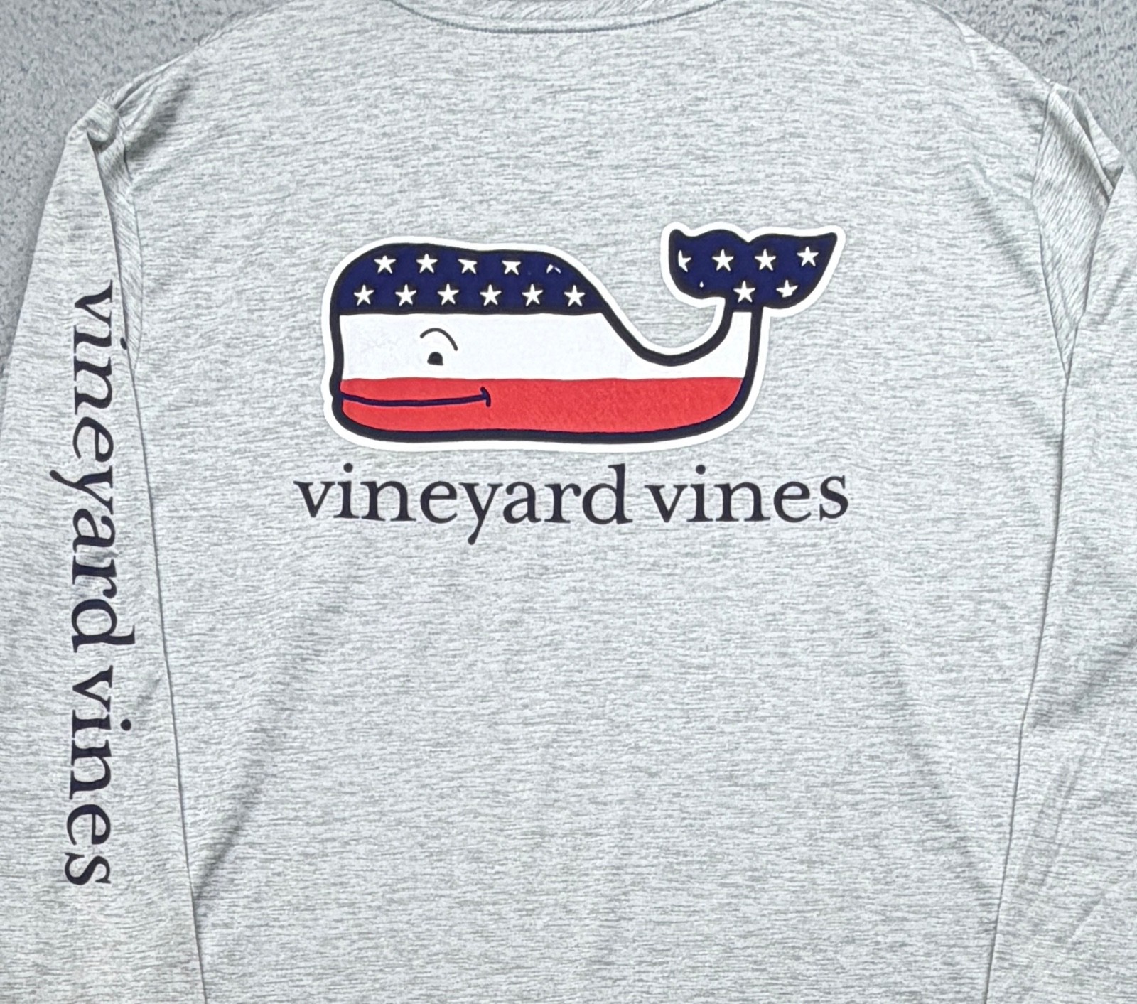 VINEYARD VINES T Shirt Mens 3XL Gray Performance American Flag Long Sleeve NWT