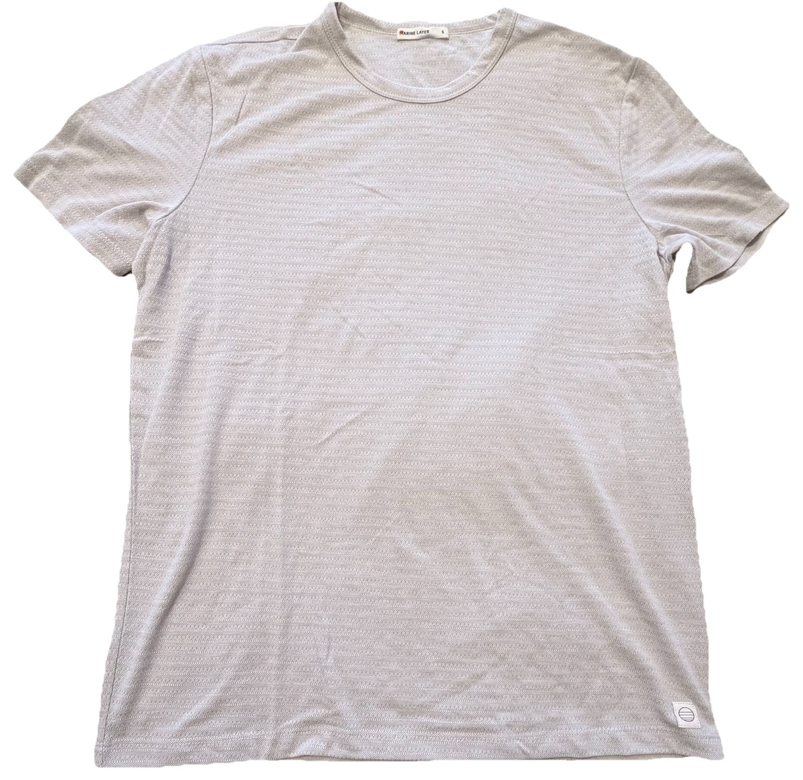 Marine Layer Mens Pattern Textured Stripe Tee Beige Small Super Soft