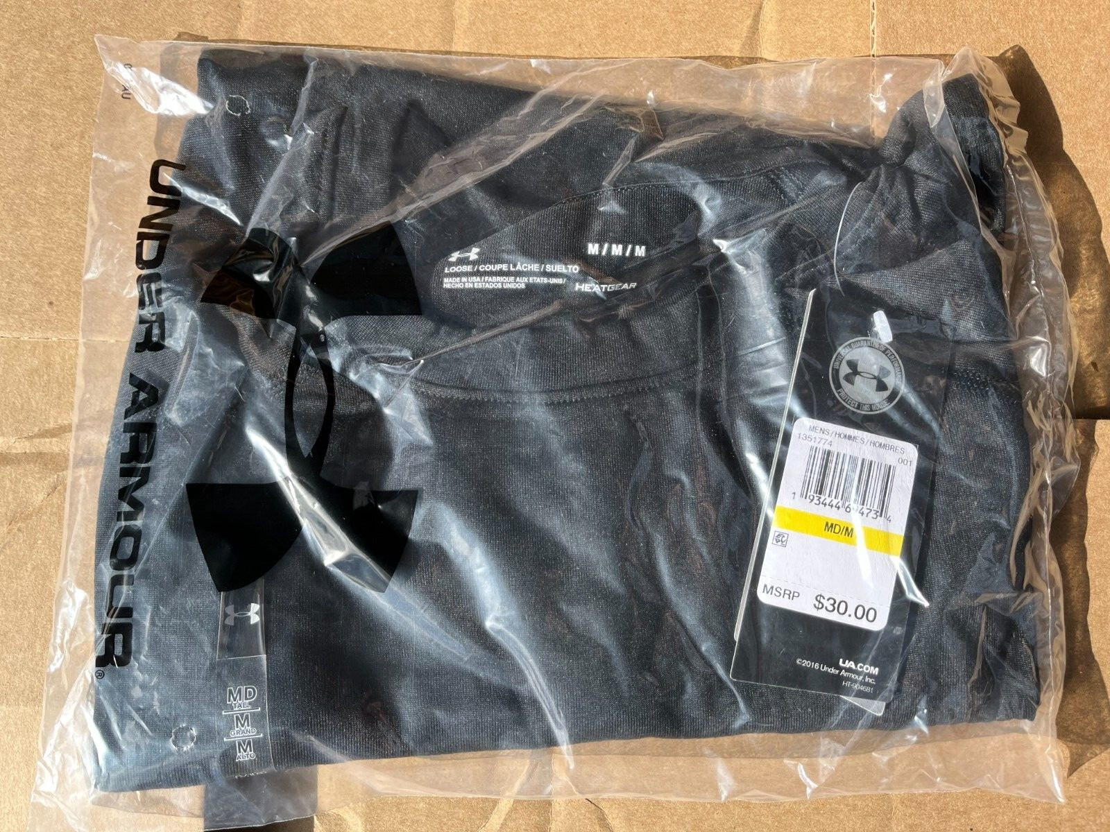 Under Armour USA MADE Black Tac Tech Polyester Tactical T-Shirt 1351774
