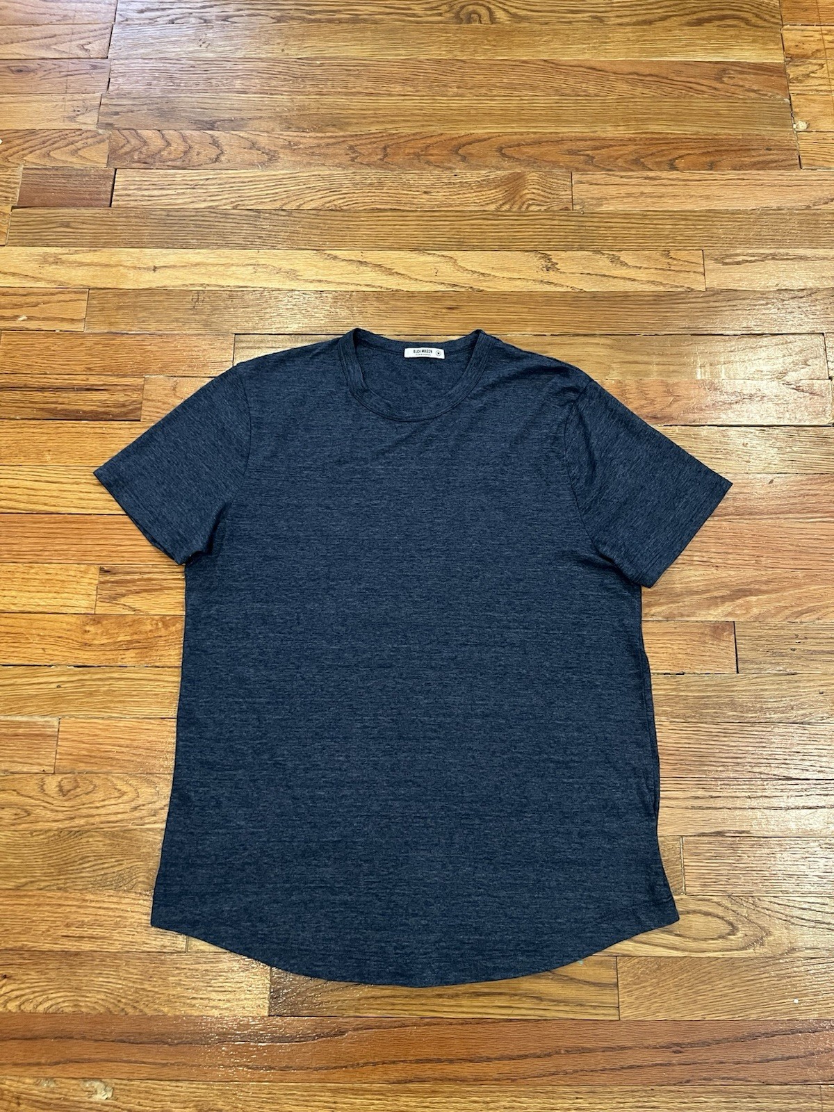Buck Mason Slub Curved Hem Tee T Shirt Men M Gray Poly Cotton Rayon