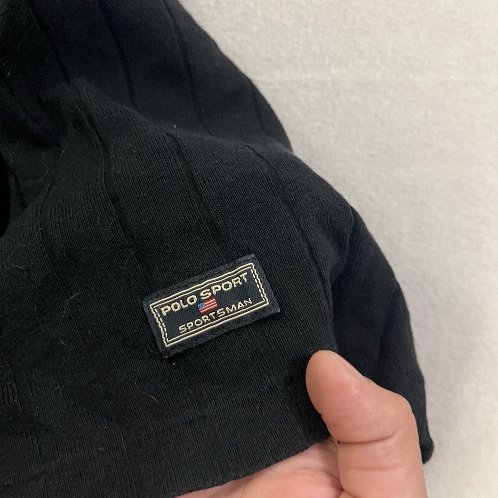 Vintage 90s Polo Sport Ralph Lauren T-Shirt Men’s Large Black Ribbed Sportsman