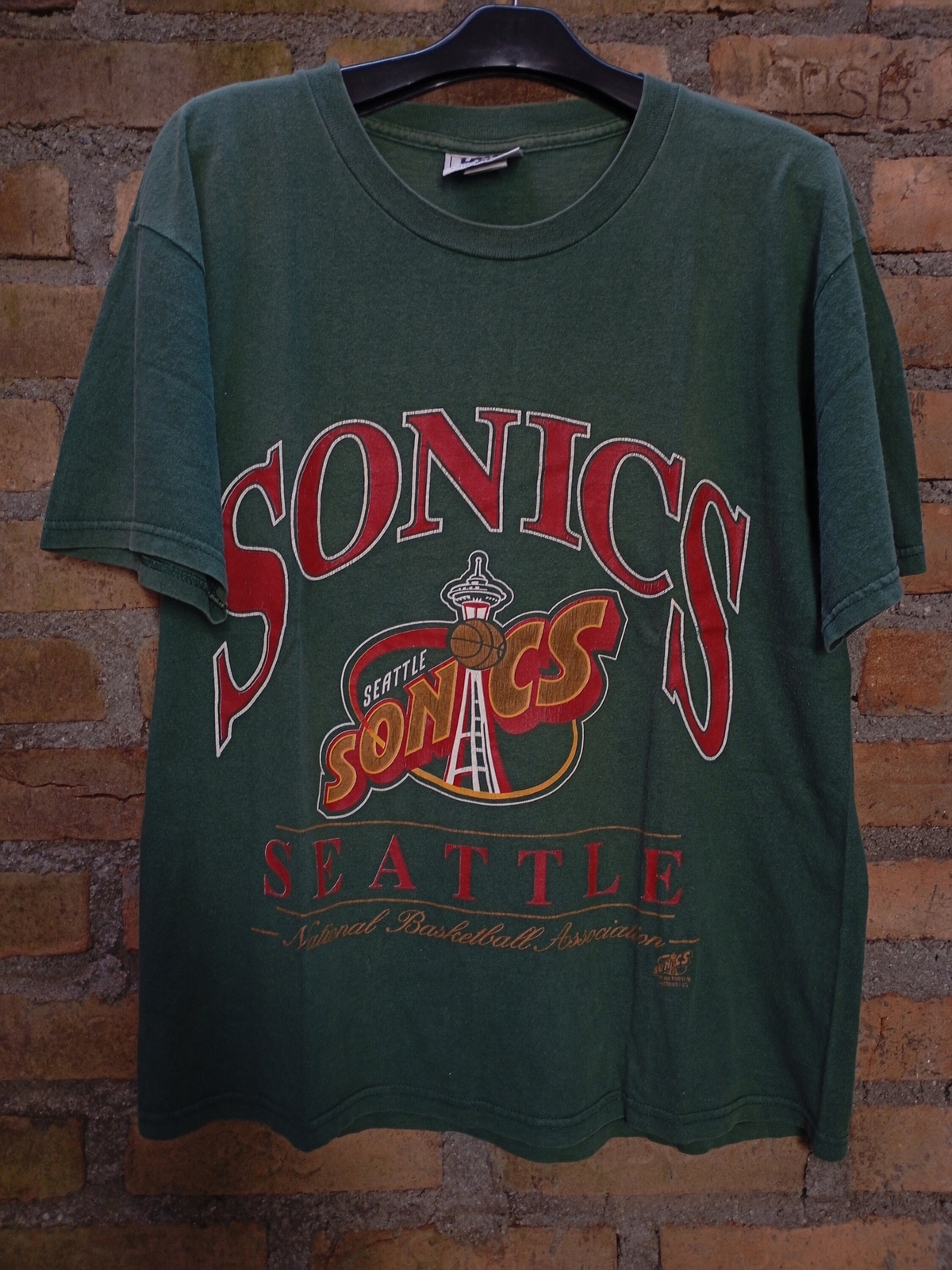 Logo Seattle Supersonics Rare design Logo Forest Green T shirt vtg