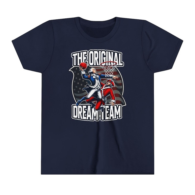 Youth 1776 Legends Washington Dunking 4th of July Graphic Tee T-Shirt