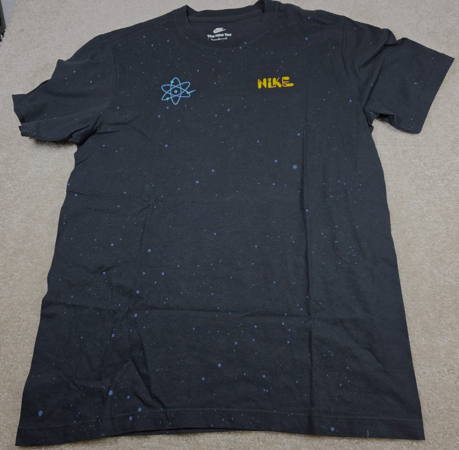 The Nike T-Shirt Mens Size M Space Grid Atom Design Dark Navy Blue Graphic Print