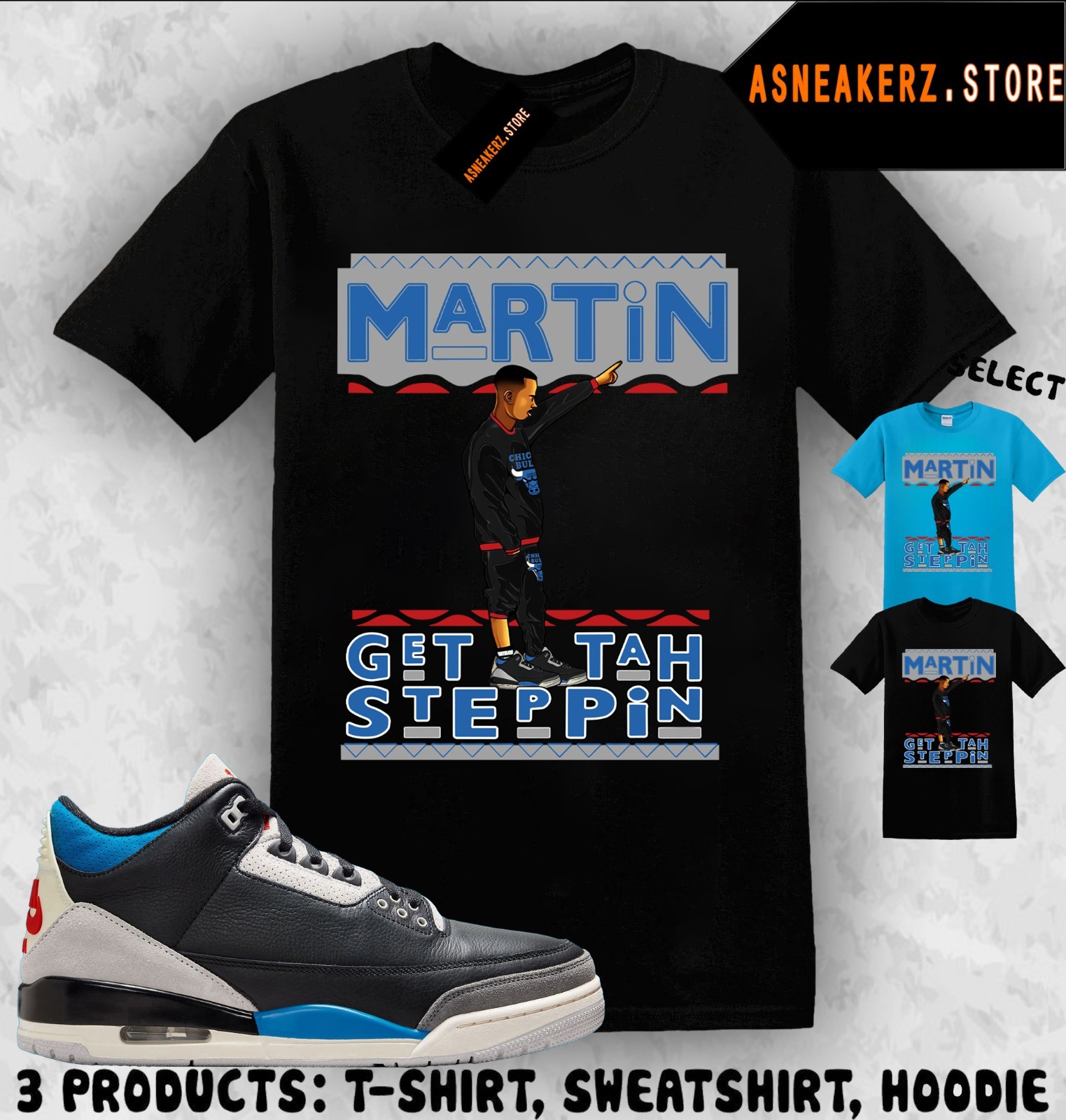 Shirt Matching AJ 3 OG Rare Air 2025 To Match Sneaker Sneakerhead Martin T-Shirt