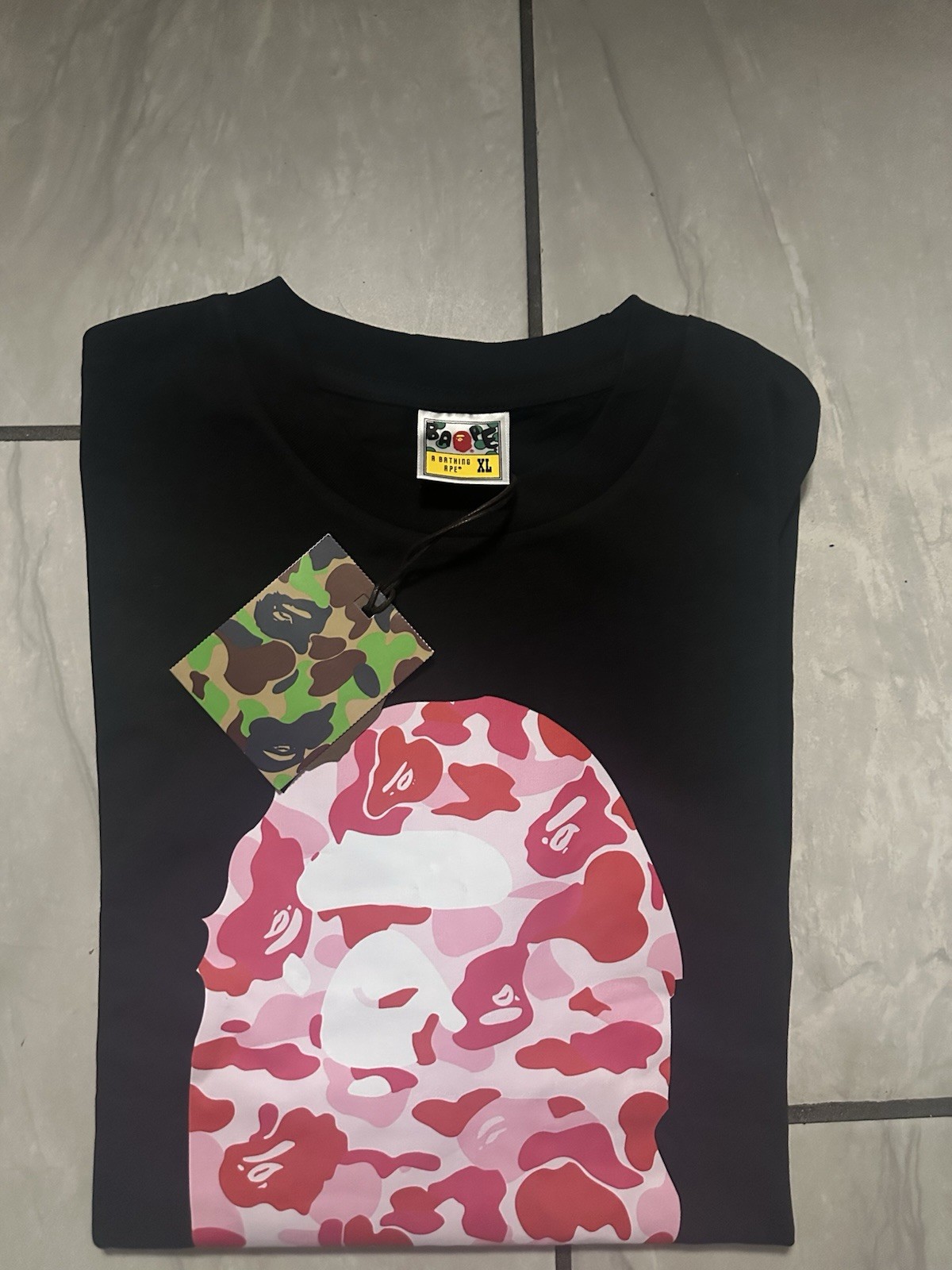 A Bathing Ape BAPE Men’s Black Graphic Logo Crew Neck T-Shirt Size XL