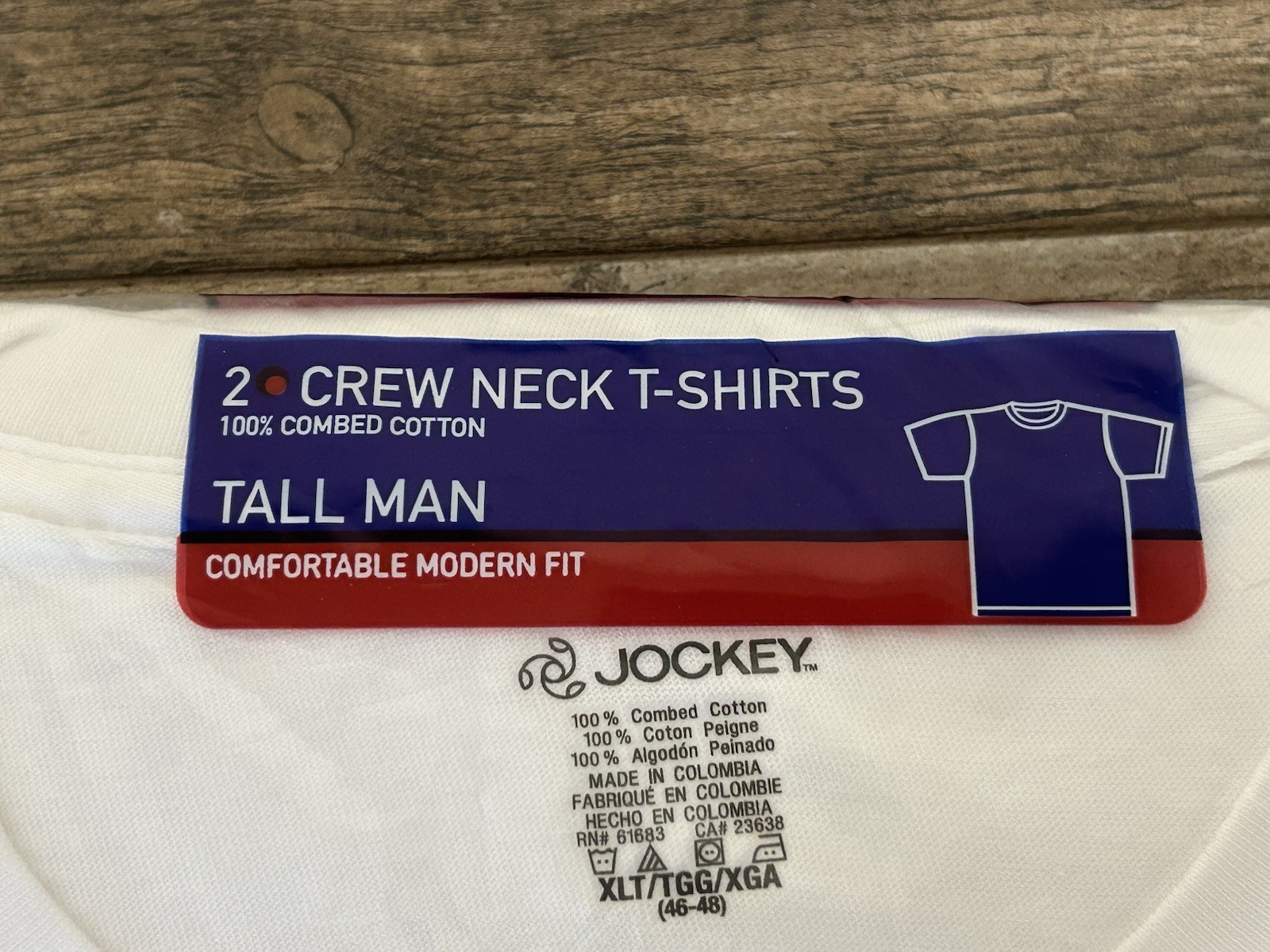 2005 Jockey Classic Tall Man Crew Neck T-Shirts 2-Pack XL Comfortable Modern Fit