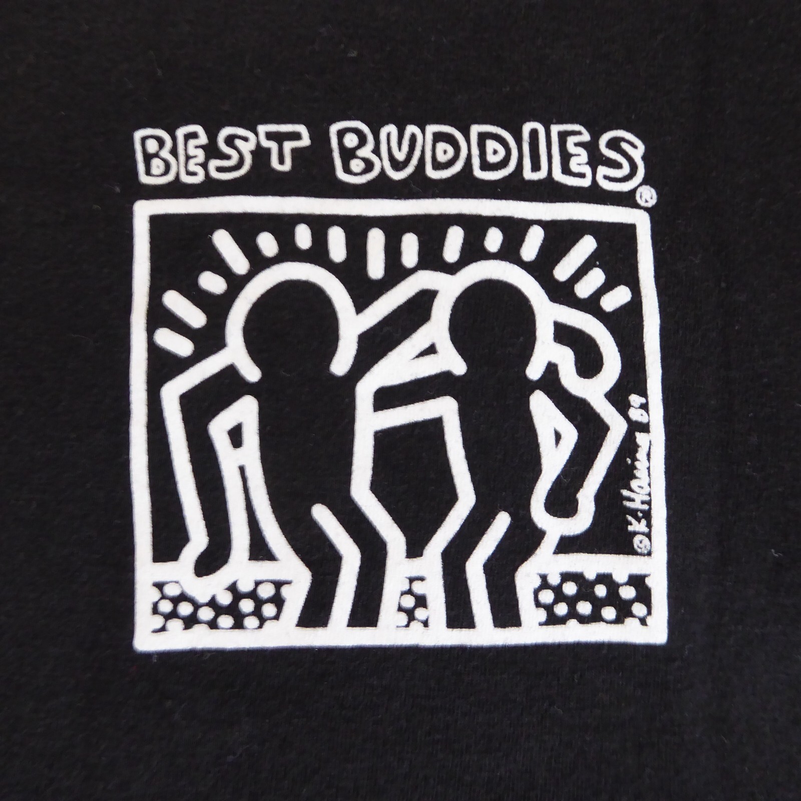 Men’s Best Buddies t-shirt, Keith Haring, long-sleeves, crew neck, black, Small