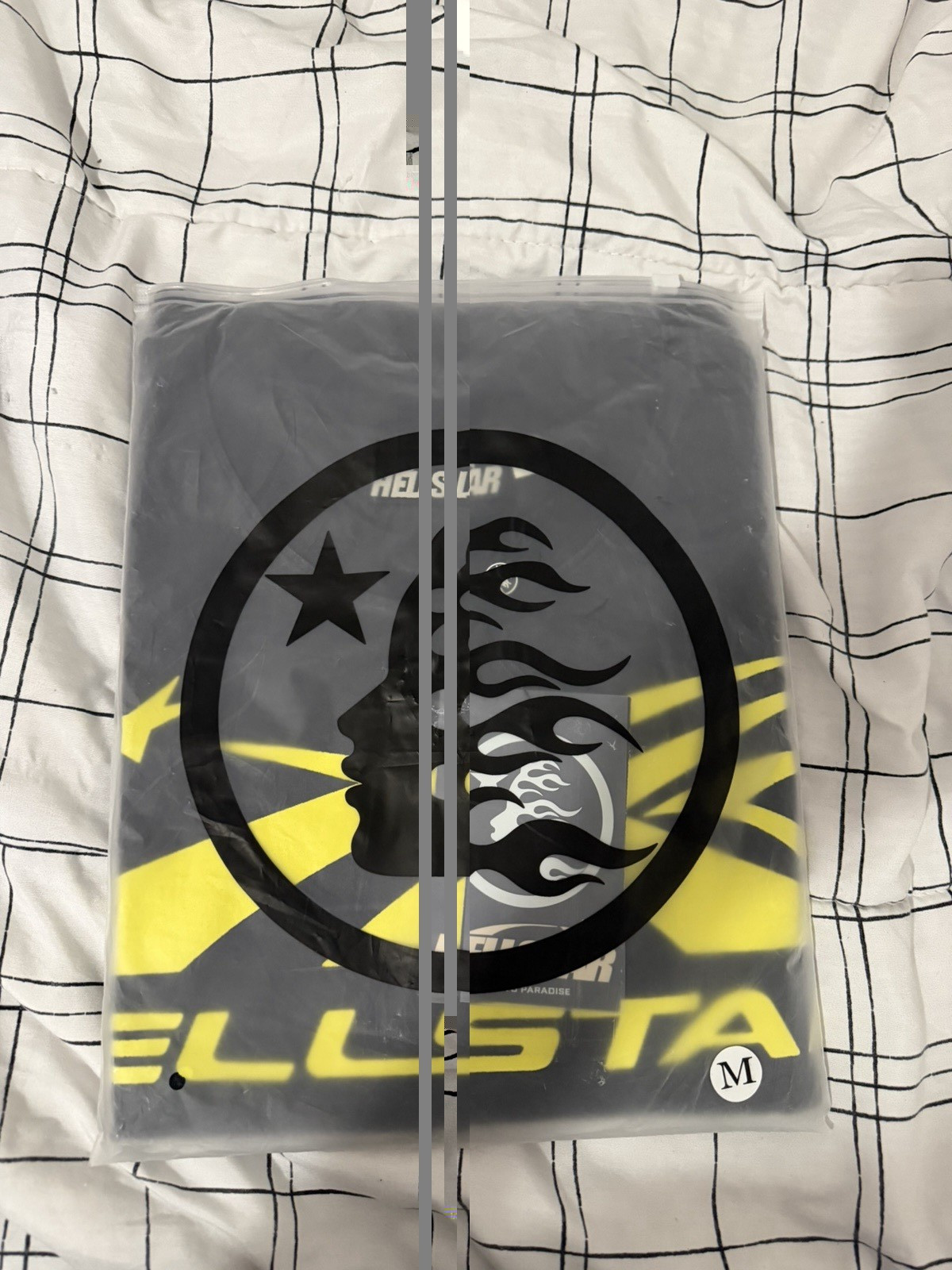 HELLSTAR Men’s Black Yellow Logo Graphic Print Tee Crew Neck Cotton Jersey M