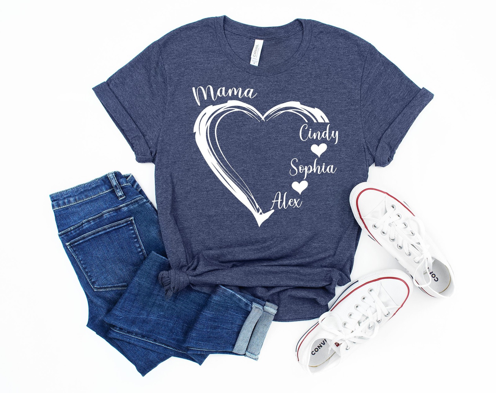 Custom Mama Shirt Personalized Mom Shirt Mom Heart Tee Shirt Shirt with Kids