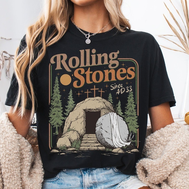 Rolling Christian T-Shirt Easter Clothing Jesus Christ Shirt