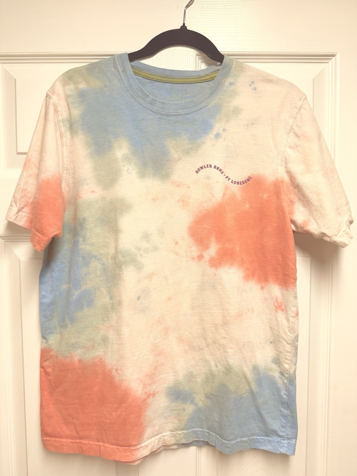 Howler Brothers Short Sleeve Shirt Burnt Orange/White/Tie Dye Graphic, XL