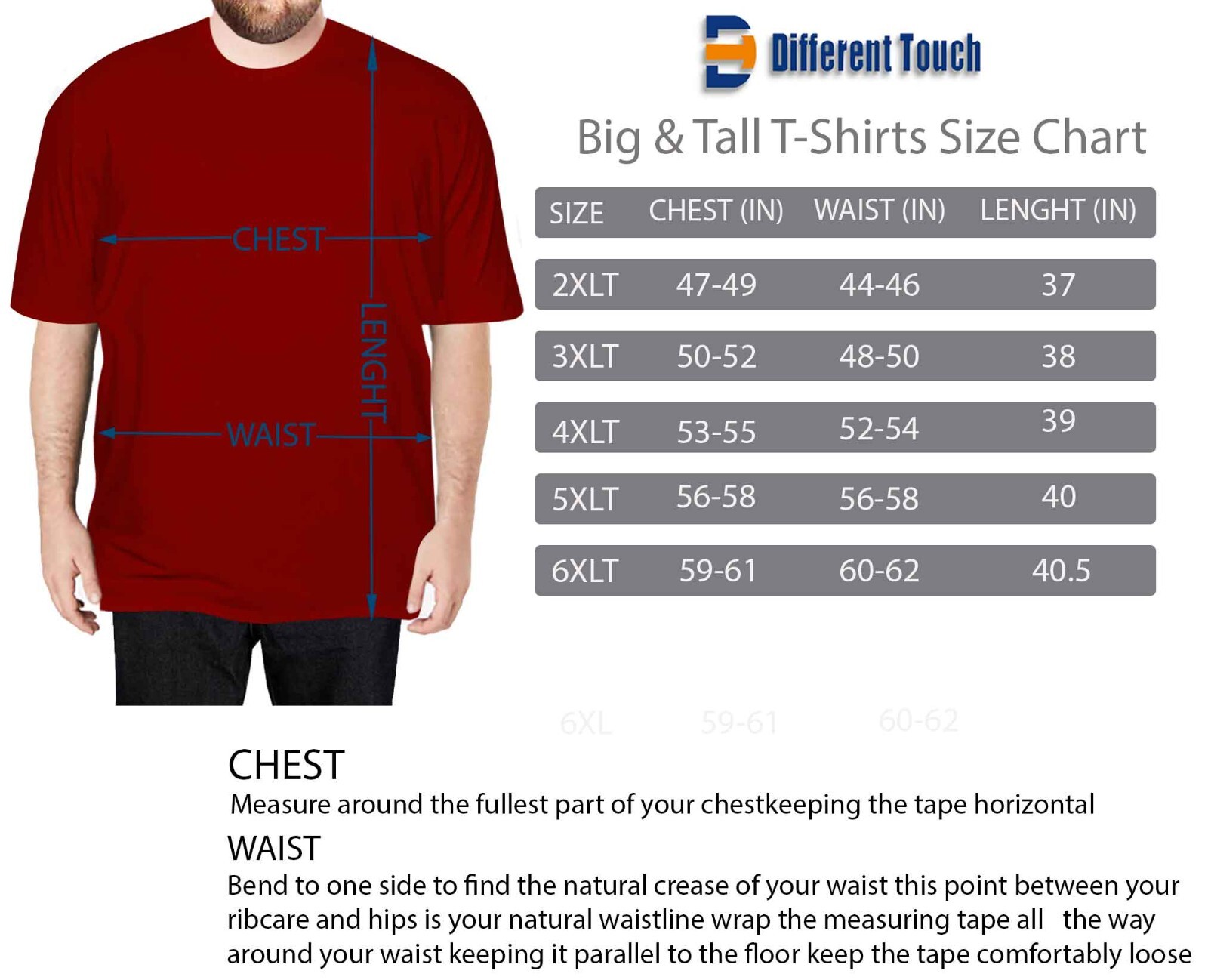 Different Touch Men Big and Tall 100% Cotton Short Sleeve T-Shirts 4PACK