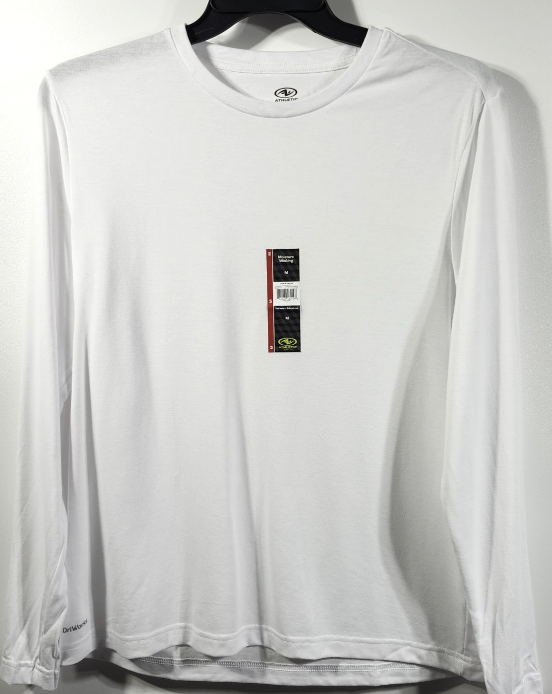 Men’s T-Shirt Size Medium White Long Sleeve Athletic Works Moisture Wicking