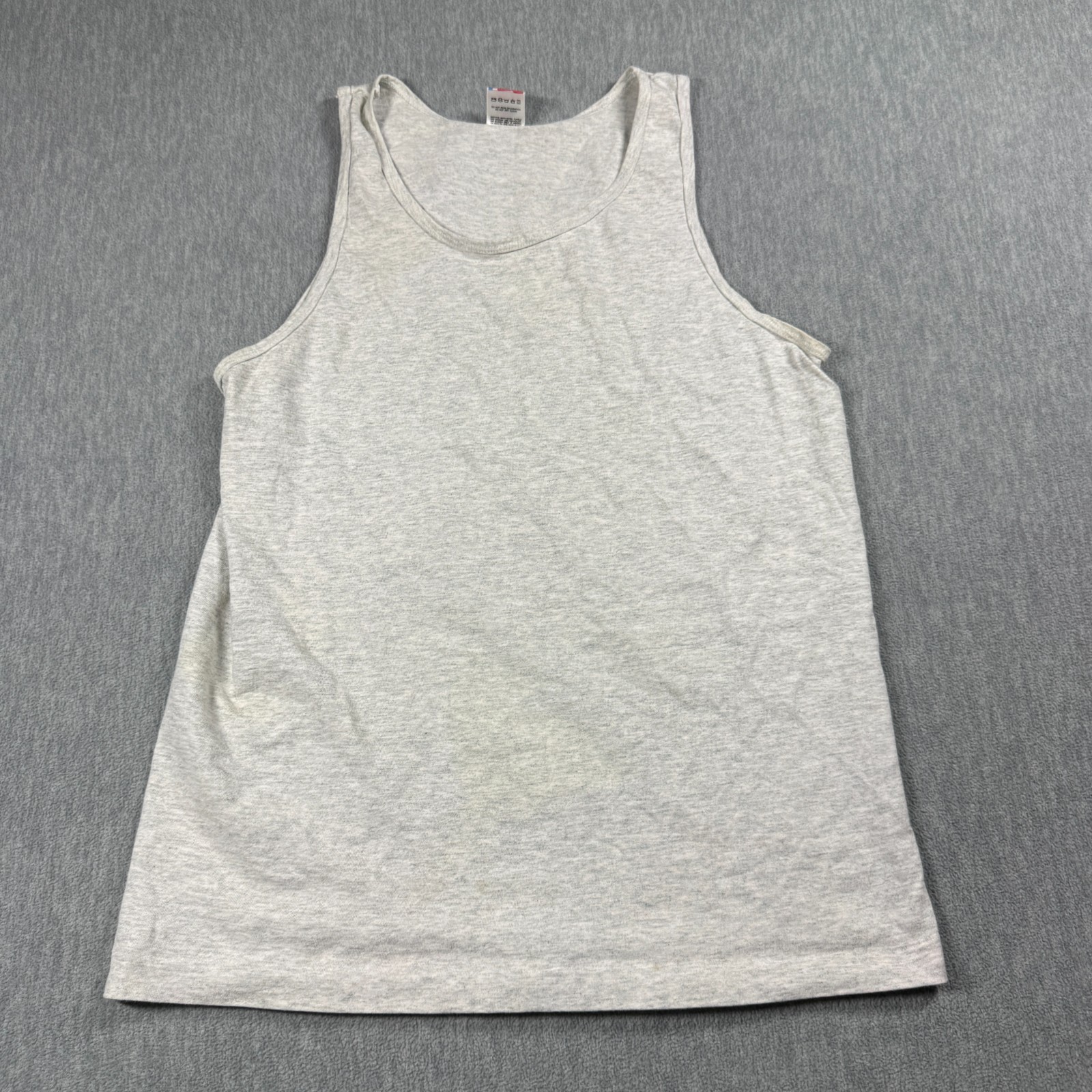 Fruit of the Loom Tank Top Mens L Gray Solid Blank Basic Undershirt Crew Made US