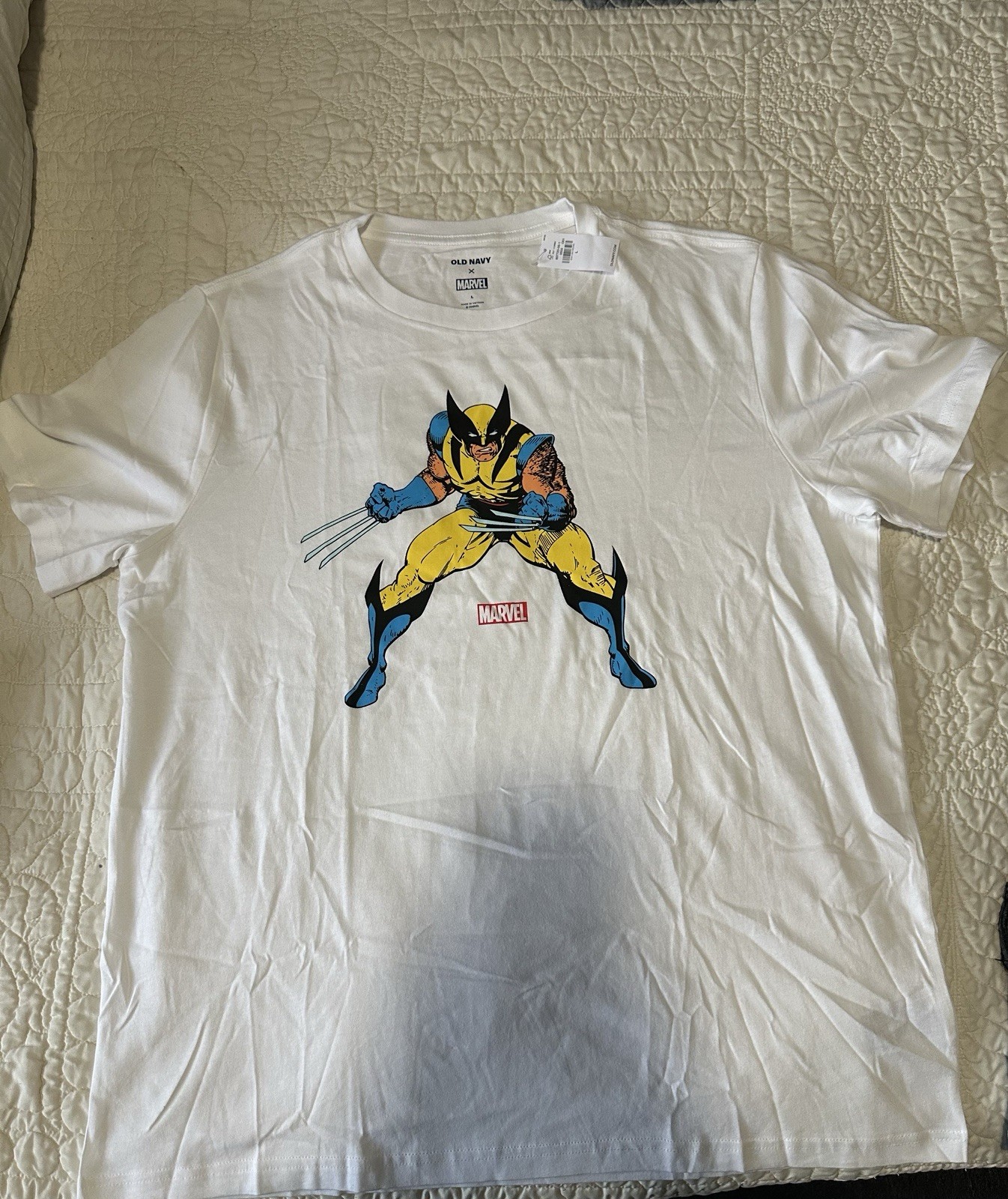Old Navy x Marvel Wolverine White Graphic Print Logo Men’s Crew Neck T-Shirt L