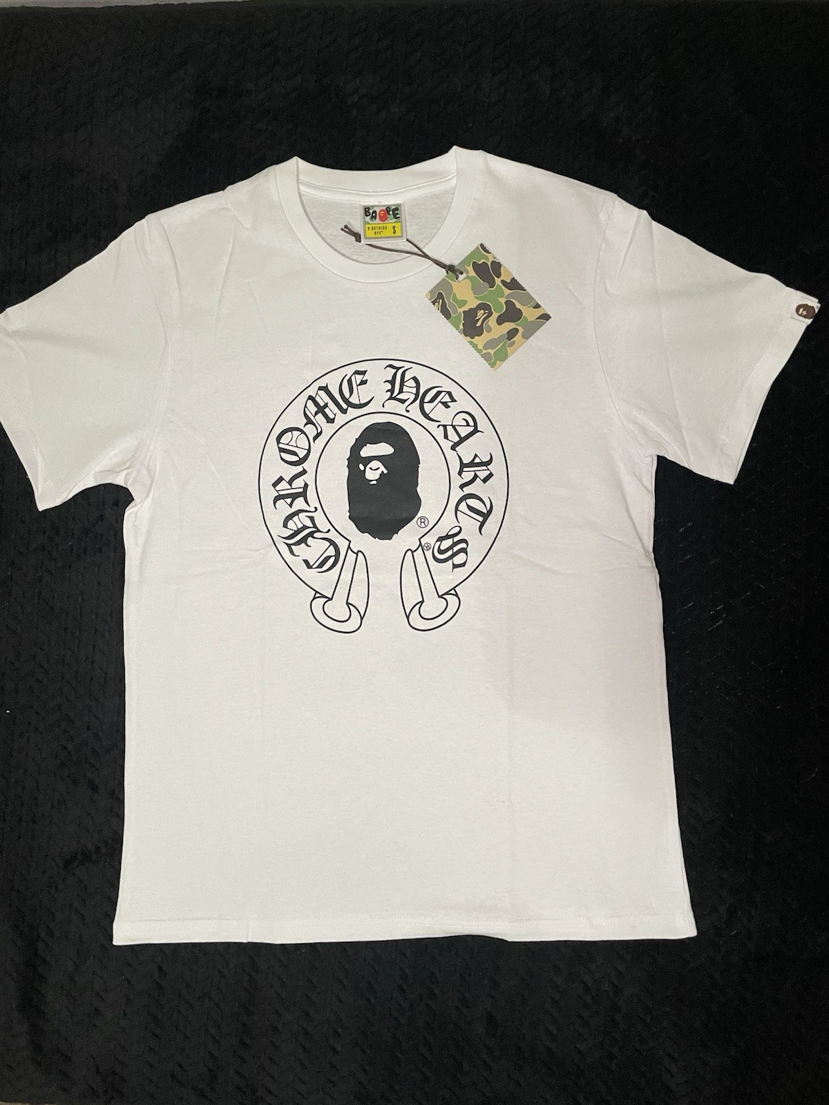 A Bathing Ape Men’s White Baby Milo Logo Graphic Print Crew Neck T-Shirt S