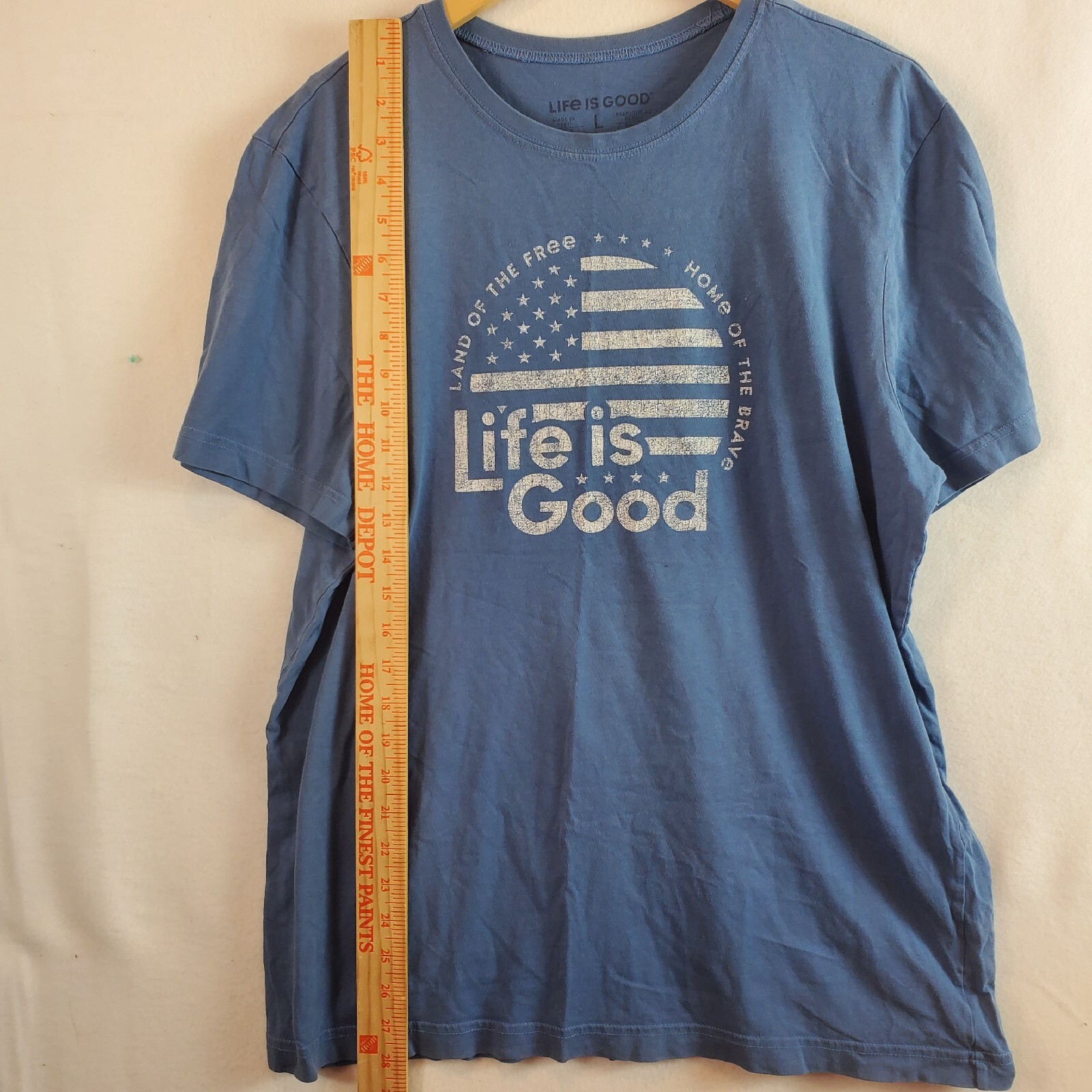 Life is Good Men’s tshirt Land of the Free Home of the Brave American Flag Shirt