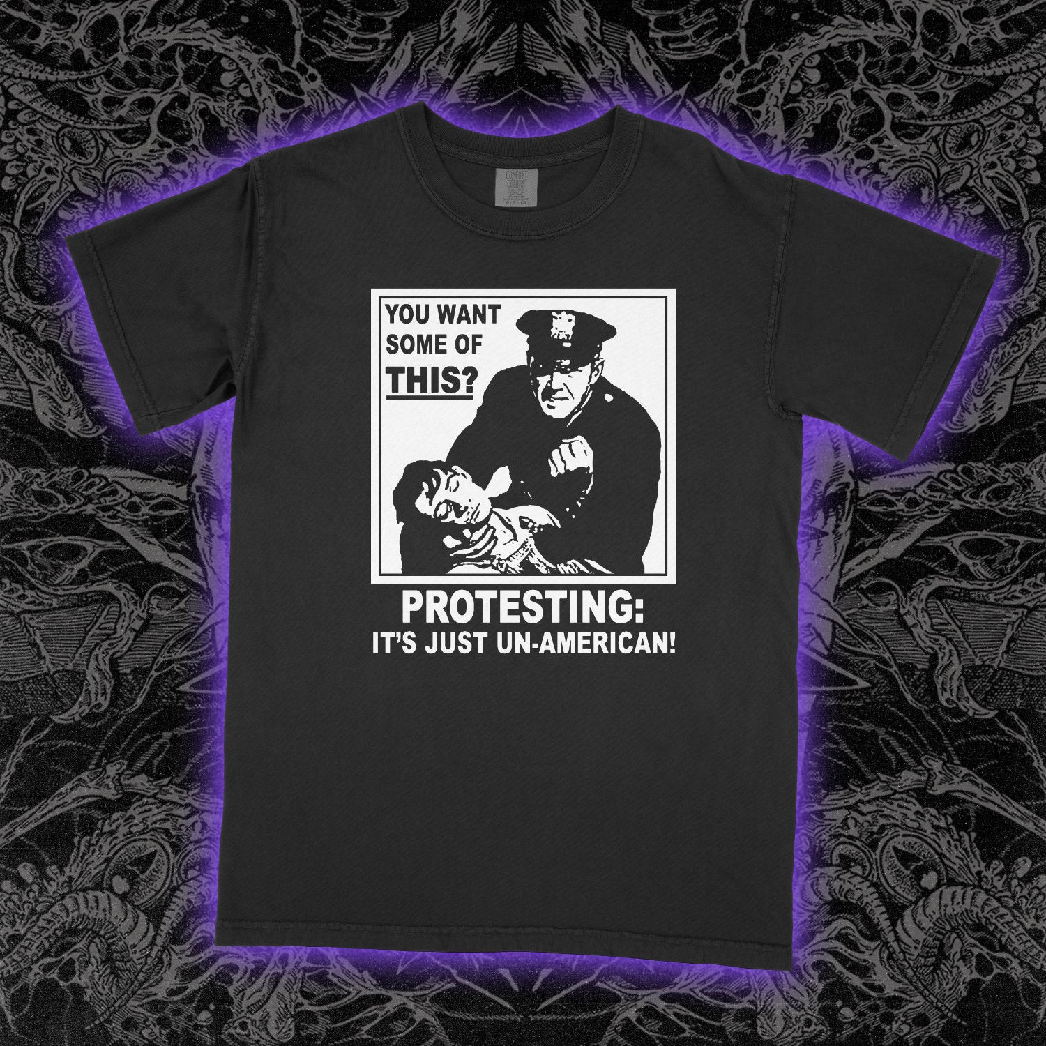 Protesting Is Un-American T-Shirt Ironic Satire Political Graphic Tee Unisex