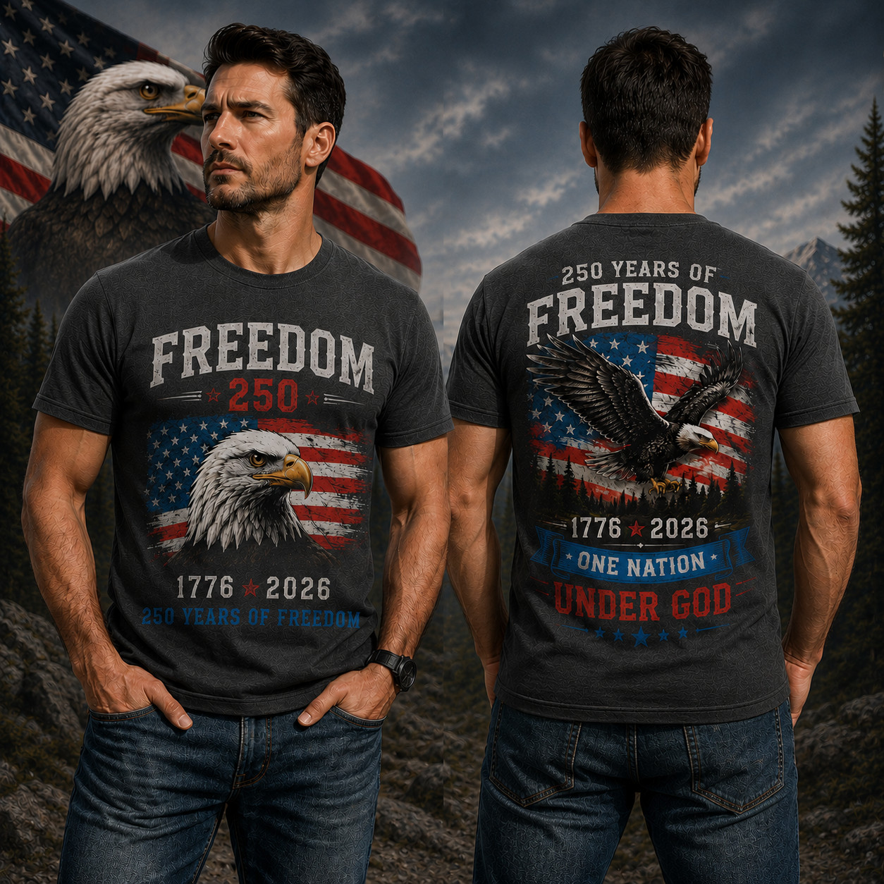 USA 250 Years Anniversary T-Shirt 1776-2026 Patriotic American Flag Tee (S-5XL)